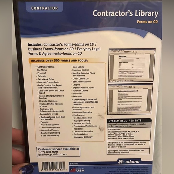 Adams “Contractors Library” forms on CD~ NEW - Picture 3 of 4